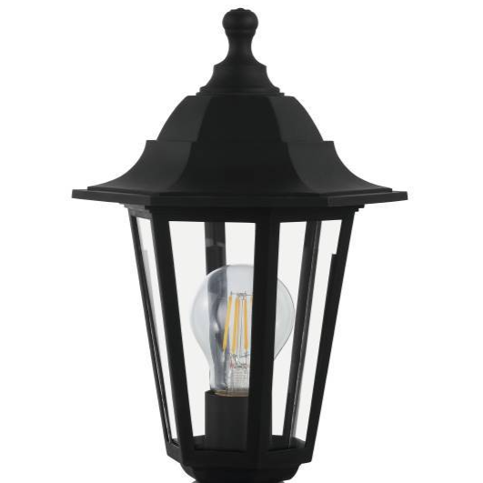 Stalp Ornamental De Gradina DUANERA Tip Felinar Negru 42CM