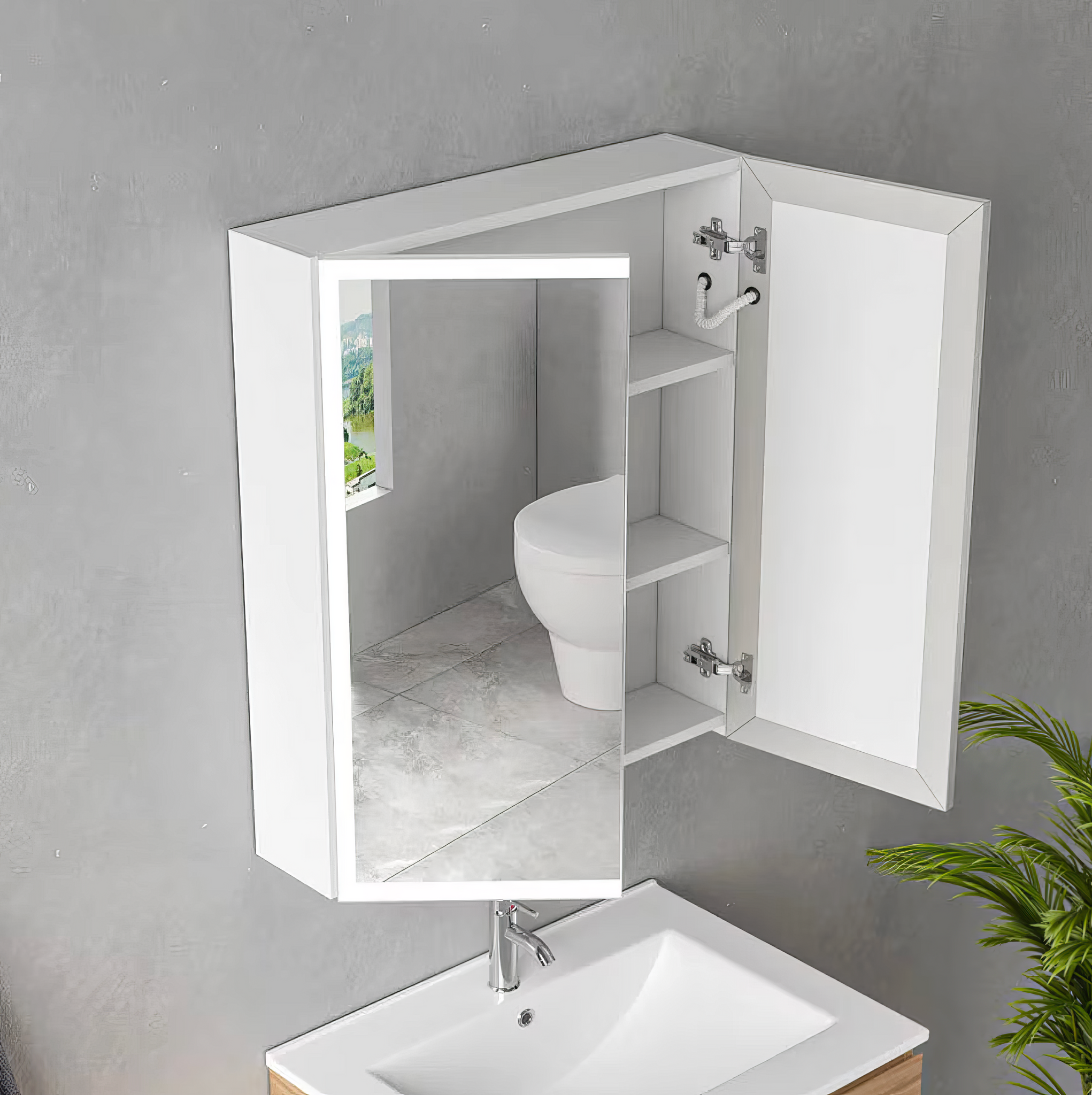 Dulap Baie Cu Oglinda LED Qora Touch 60x70cm