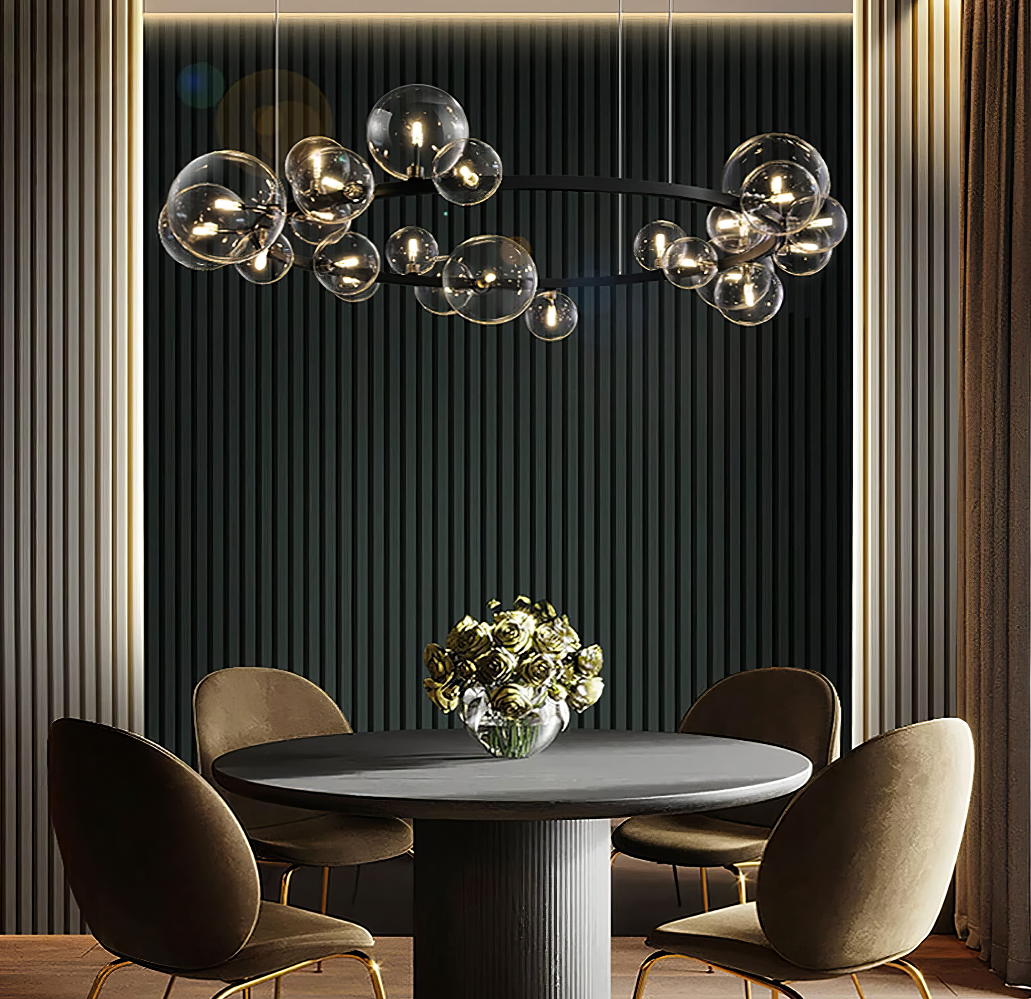 Lustra Abajur Vaya 24xG9 Black Rotunda 120cm