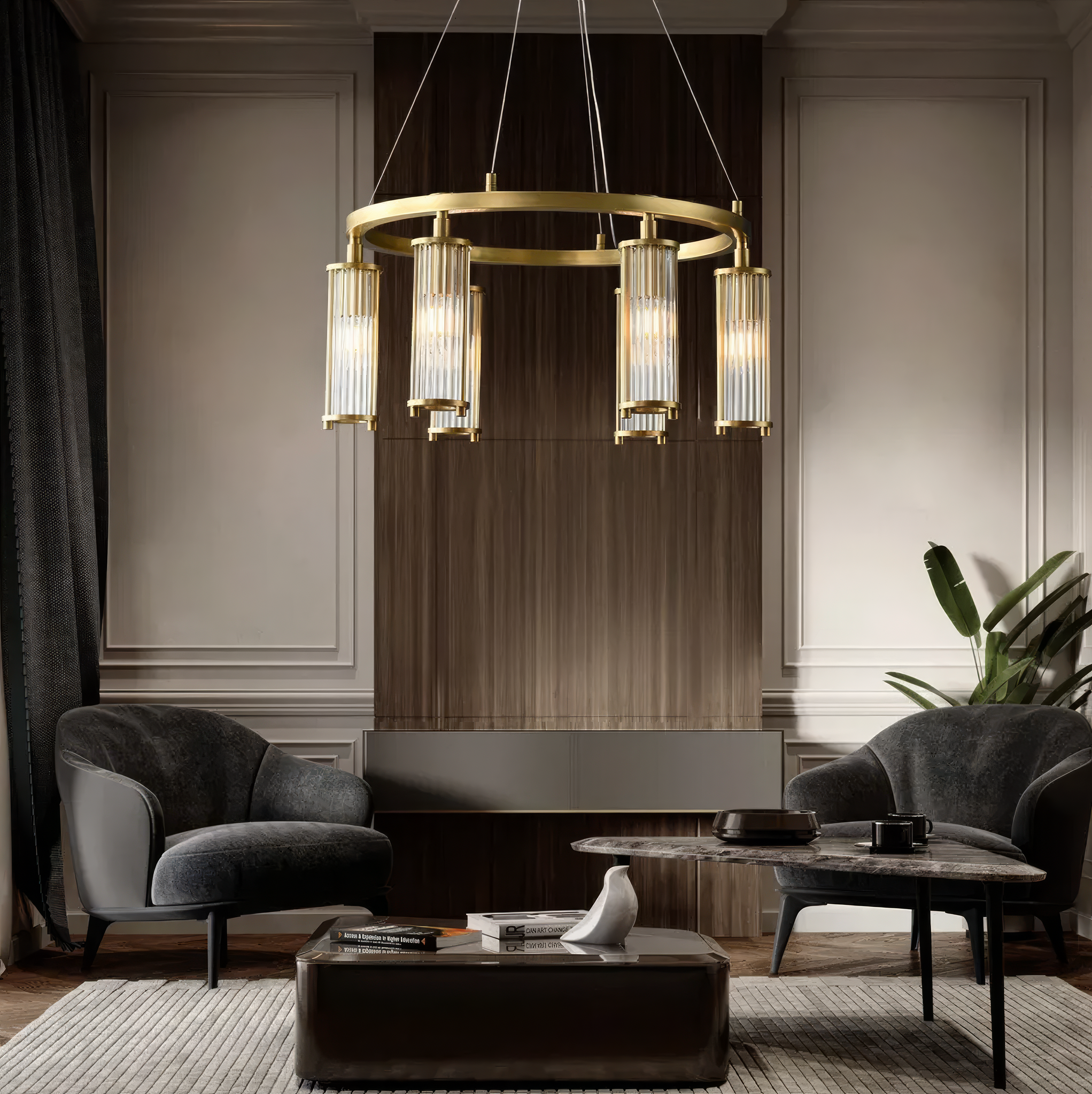 Lustra Suspendata LEXA ROUND 6xE14 Gold