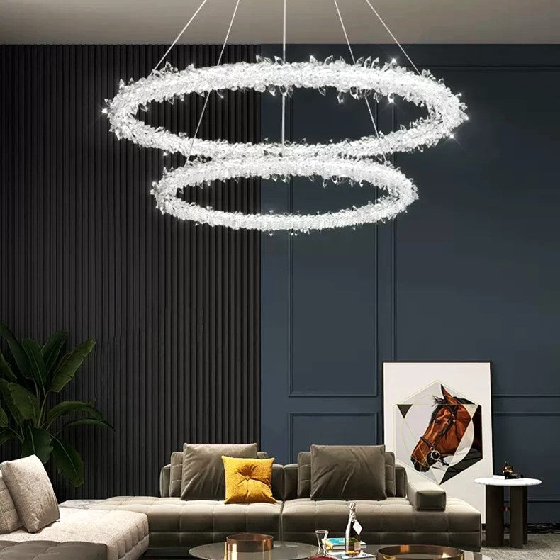 Lustra LED Suspendata Cristal LUXURY FROZEN 2 Segmente