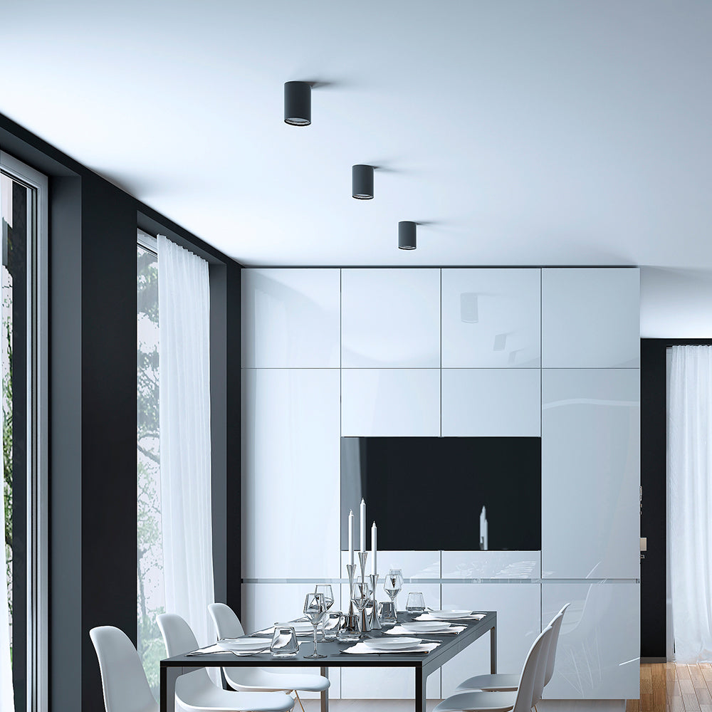 Spot Aplicat Rotund Fascicul Reglabil Negru Dulie GU10 Ø80x100mm