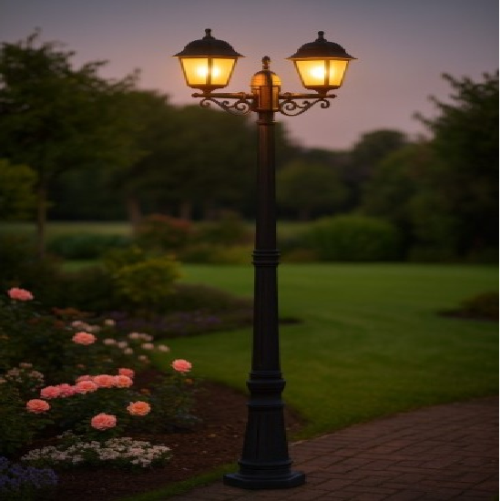 Stalp De Gradina KROLIN Tip Felinar Negru 2xE27 220CM