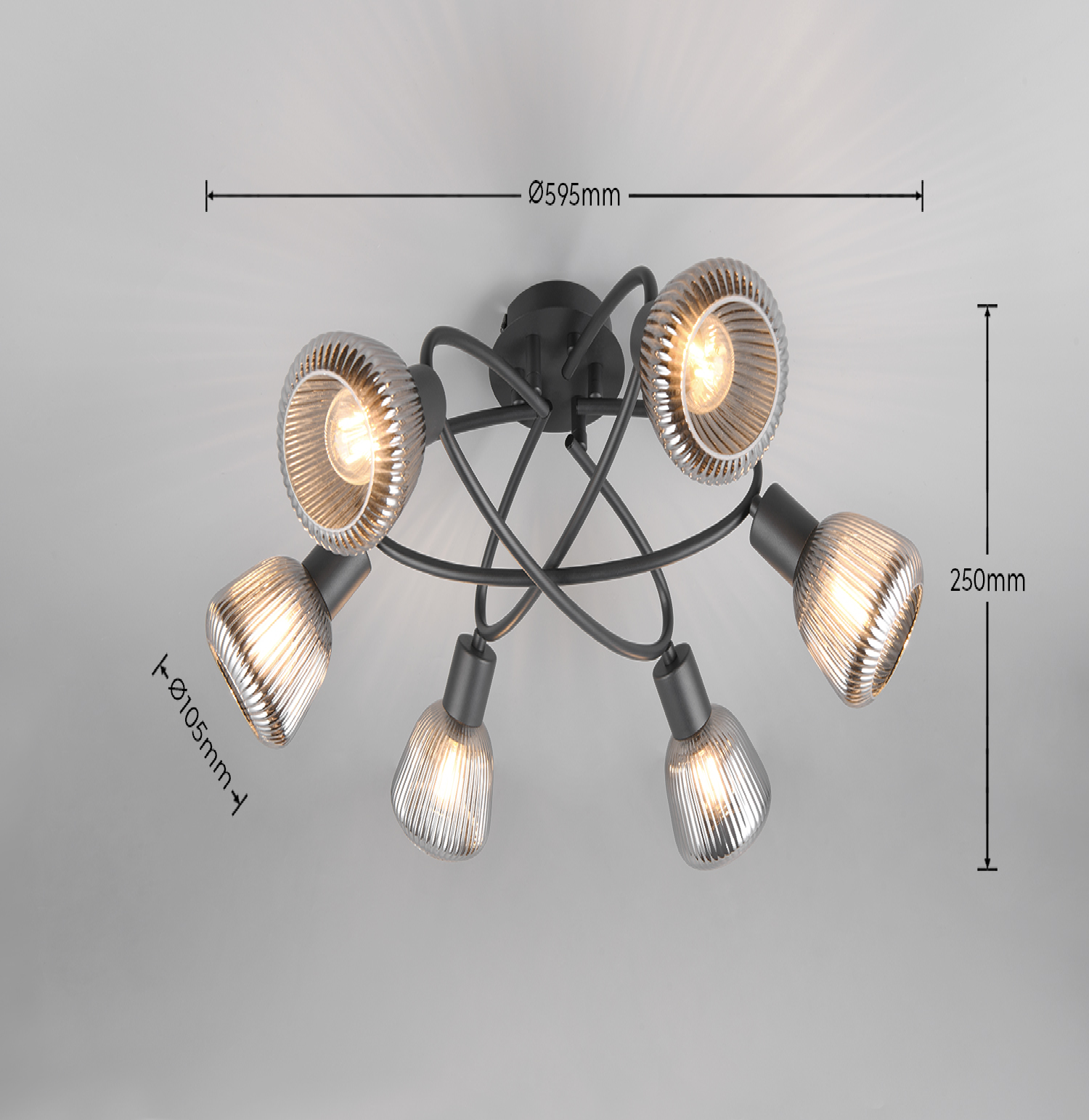 Lustra TARIFA Abajur Negru Mat 6xE14