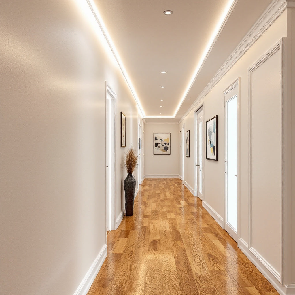 Profil Banda LED Aluminiu Incastrabil Sub Tencuiala de Colt Interior 2M