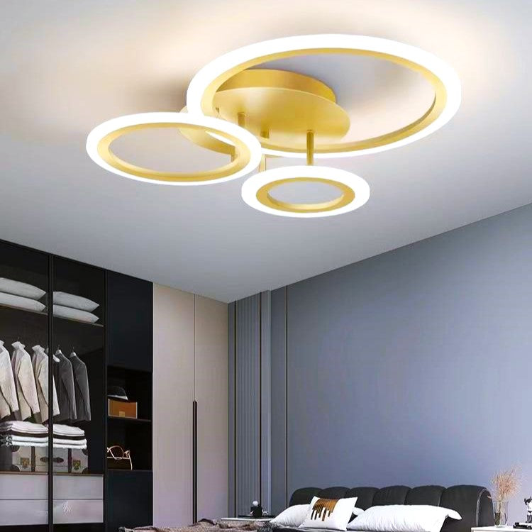 Lustra LED 3 GOLD CIRCLE Echivalent 300W Telecomanda