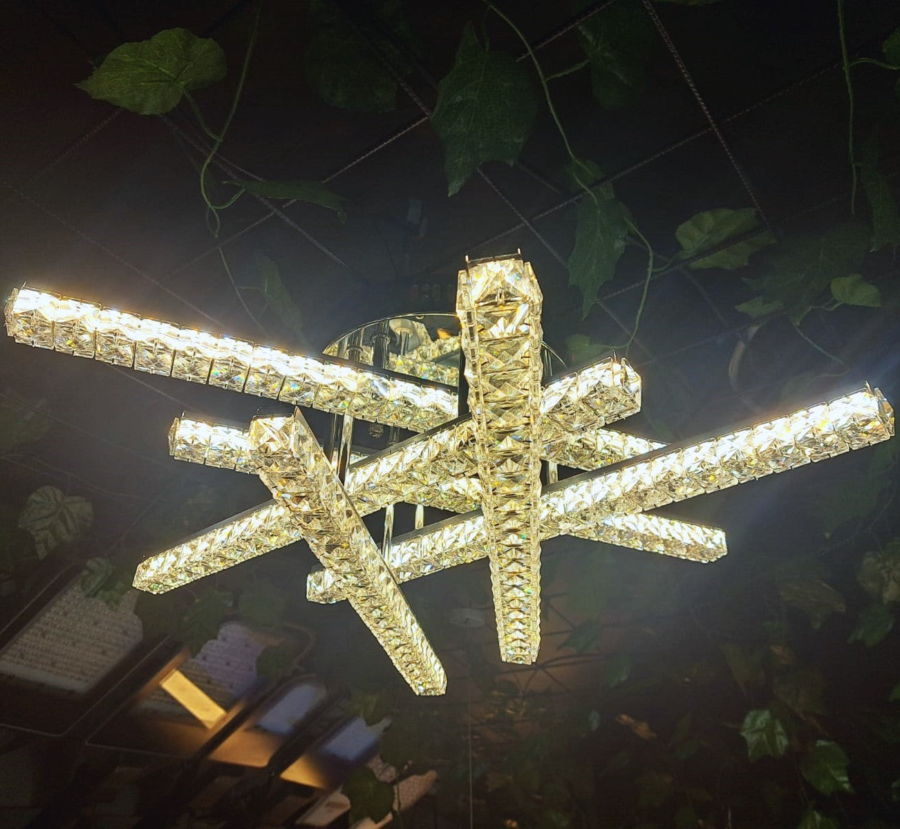 Lustra LED 168W 6 LINES CRISTAL Telecomanda