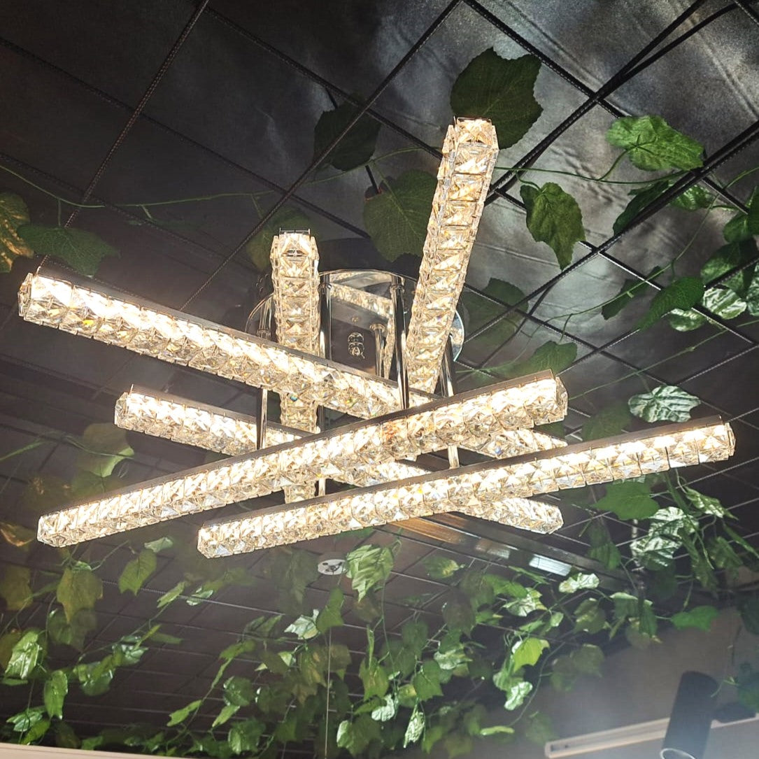 Lustra LED 168W 6 LINES CRISTAL Telecomanda