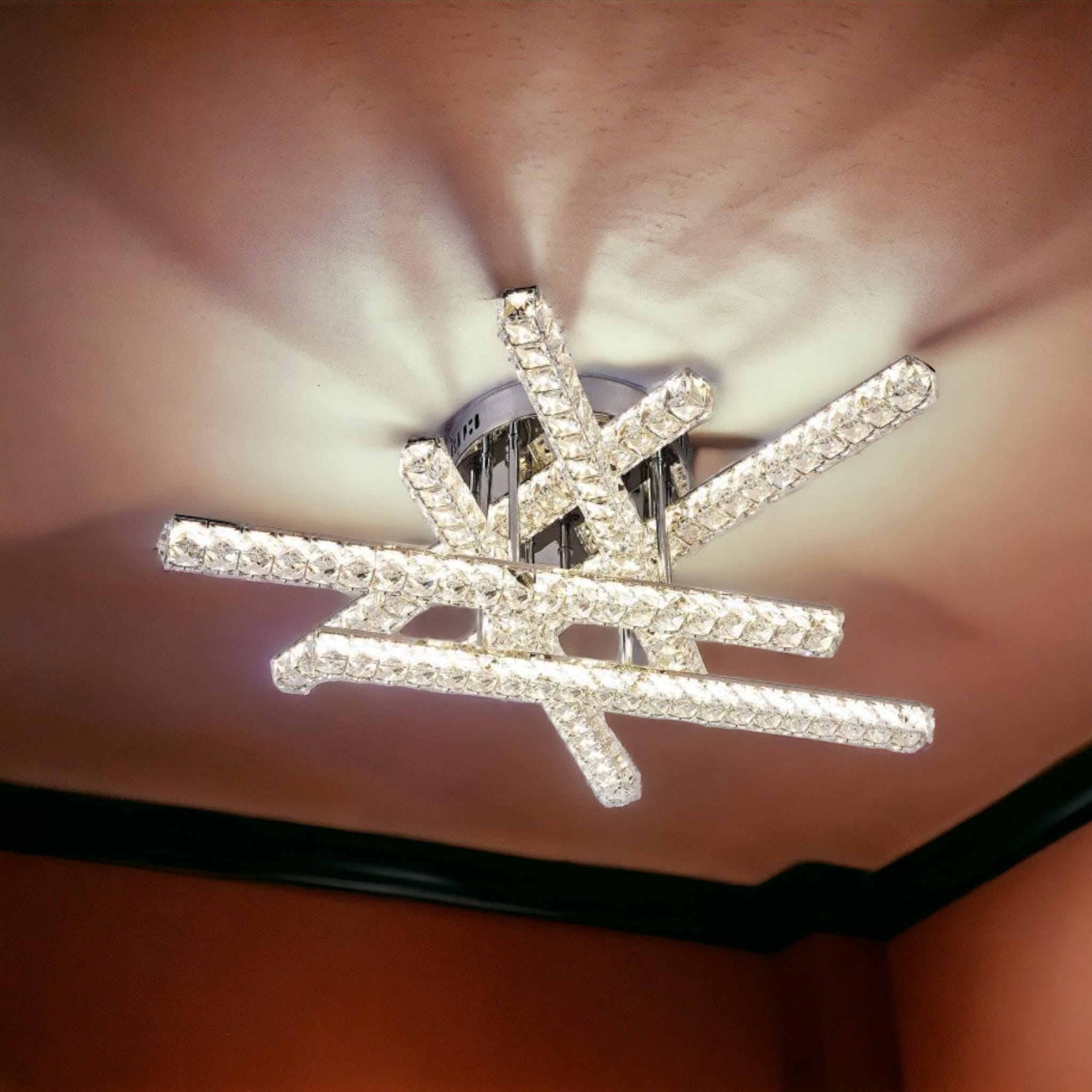 Lustra LED 168W 6 LINES CRISTAL Telecomanda