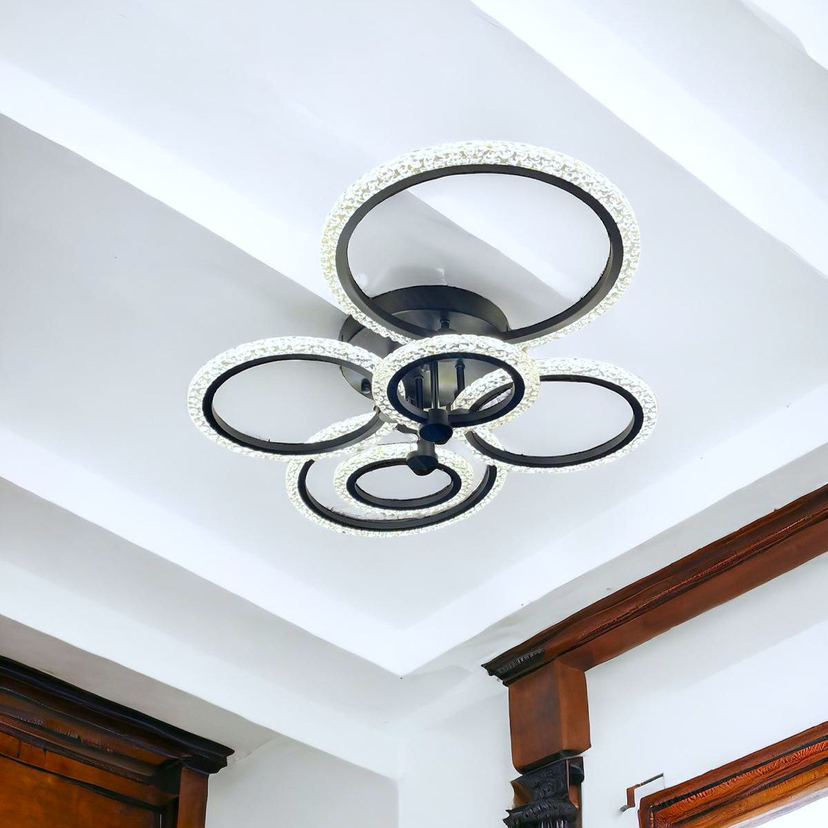 Lustra LED 4+2 CIRCLE BUBBLES BLACK Echivalent 600W Telecomanda