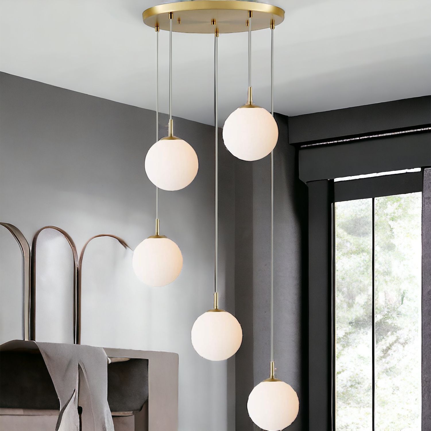 Lustra Abajur Mat GOLD LUXURY STAIRCASE 5XE27