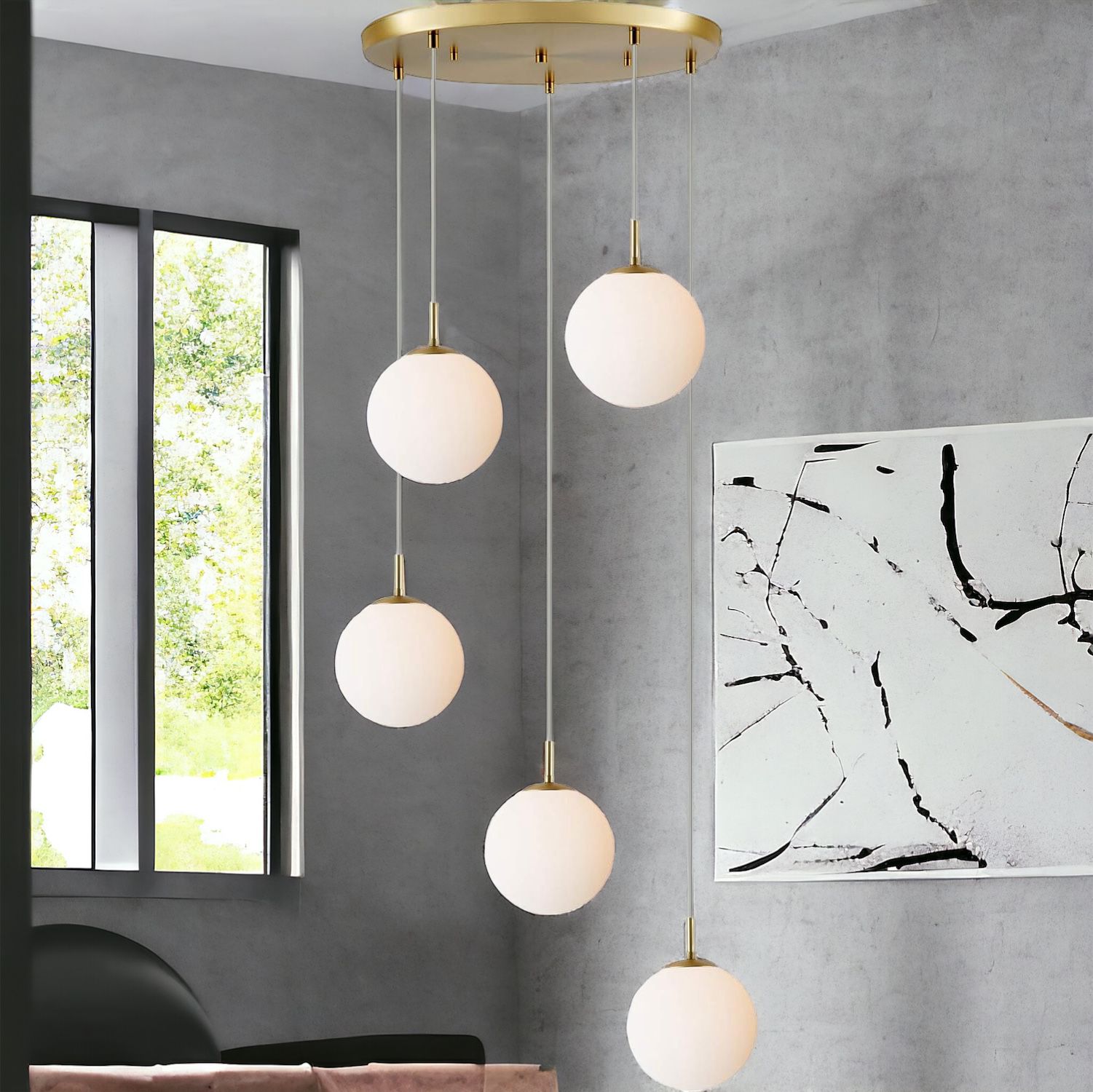 Lustra Abajur Mat GOLD LUXURY STAIRCASE 5XE27