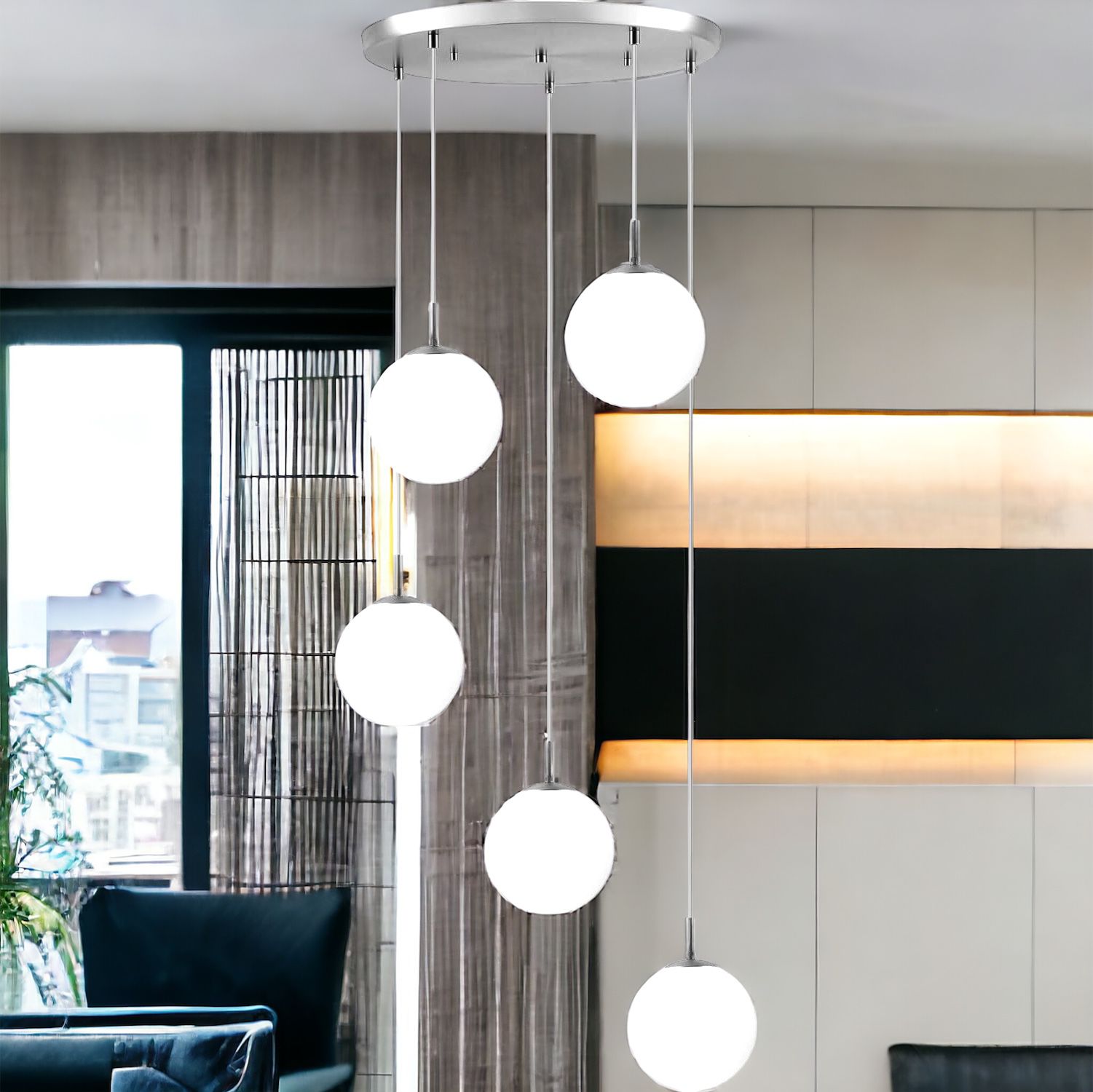 Lustra Abajur Mat SILVER LUXURY STAIRCASE 5XE27