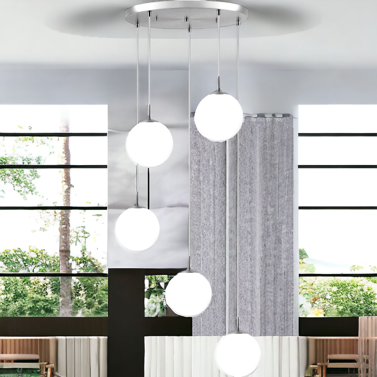 Lustra Abajur Mat SILVER LUXURY STAIRCASE 5XE27