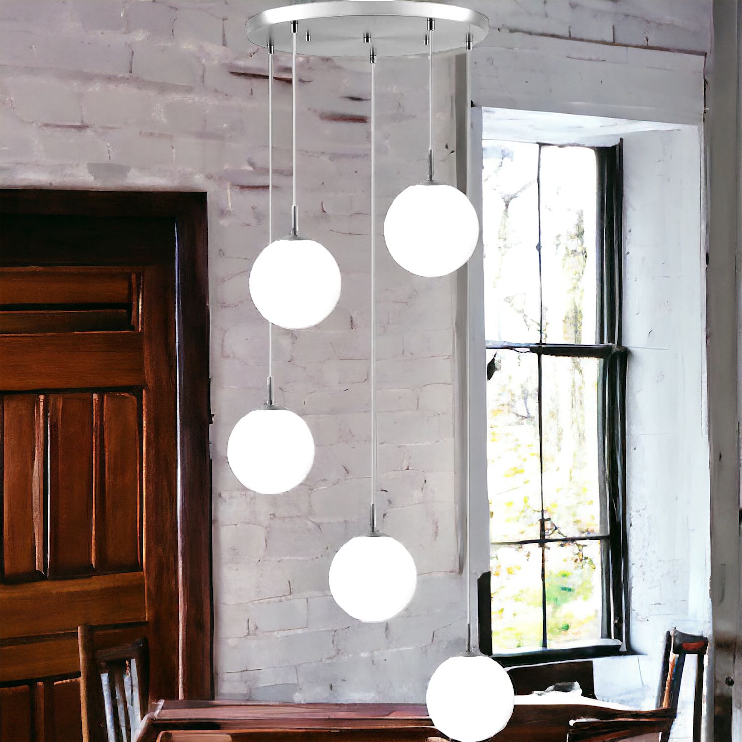 Lustra Abajur Mat SILVER LUXURY STAIRCASE 5XE27