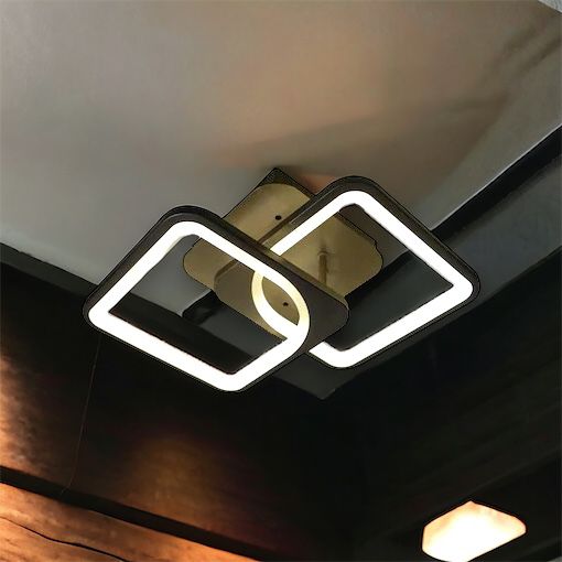 Lustra LED 1+1 Square Design Black Echivalent 300W Telecomanda