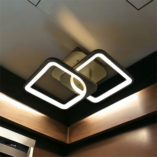 Lustra LED 1+1 Square Design Black Echivalent 300W Telecomanda