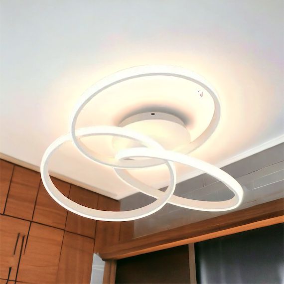 Lustra LED Three RINGS White Echivalent 400W cu Telecomanda
