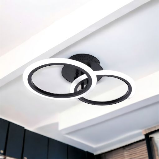 Lustra LED 1+1 Circle Design Black Echivalent 300W Telecomanda Resigilat R3