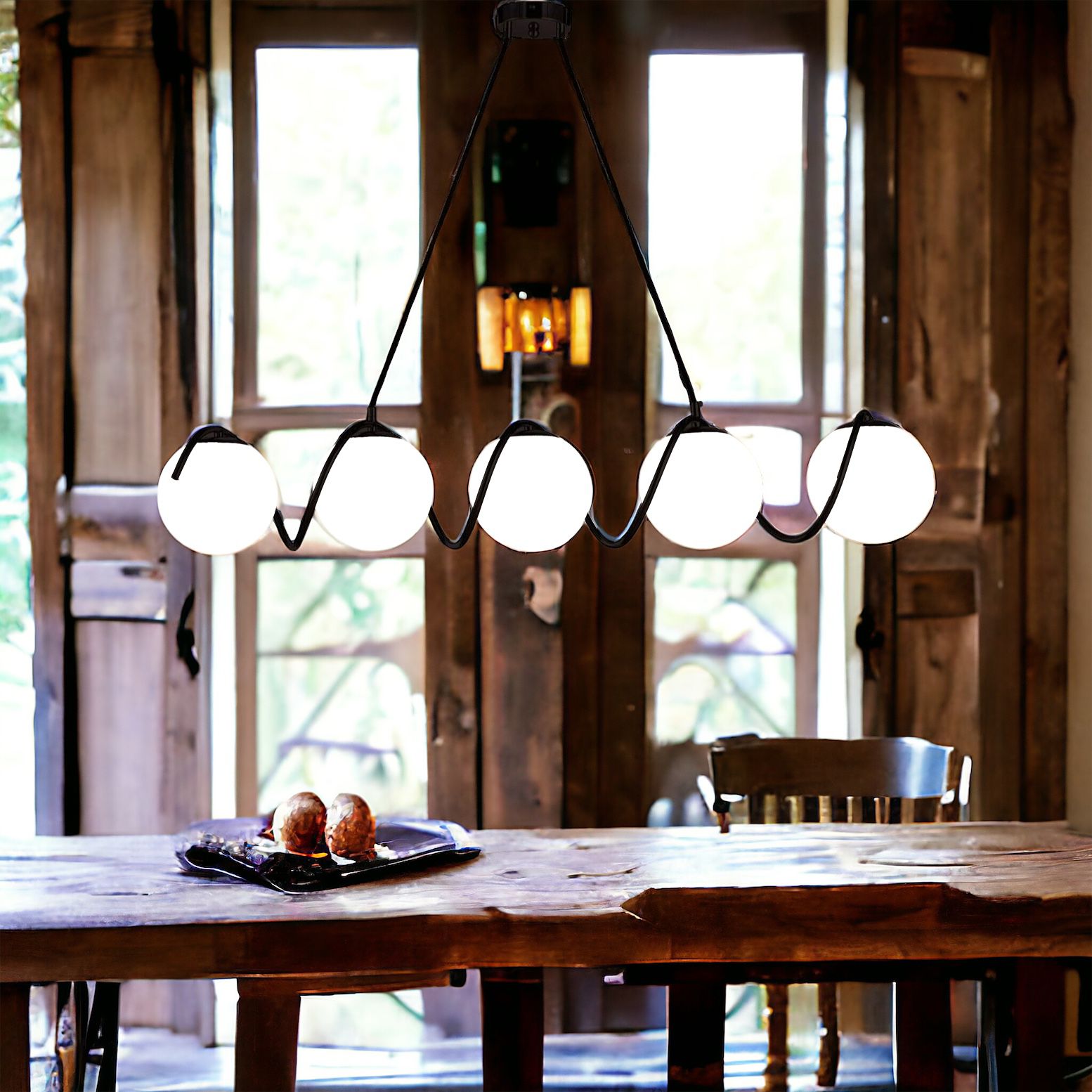 Lustra Abajur MAT BLACK Liniara 5xE27 Spiral