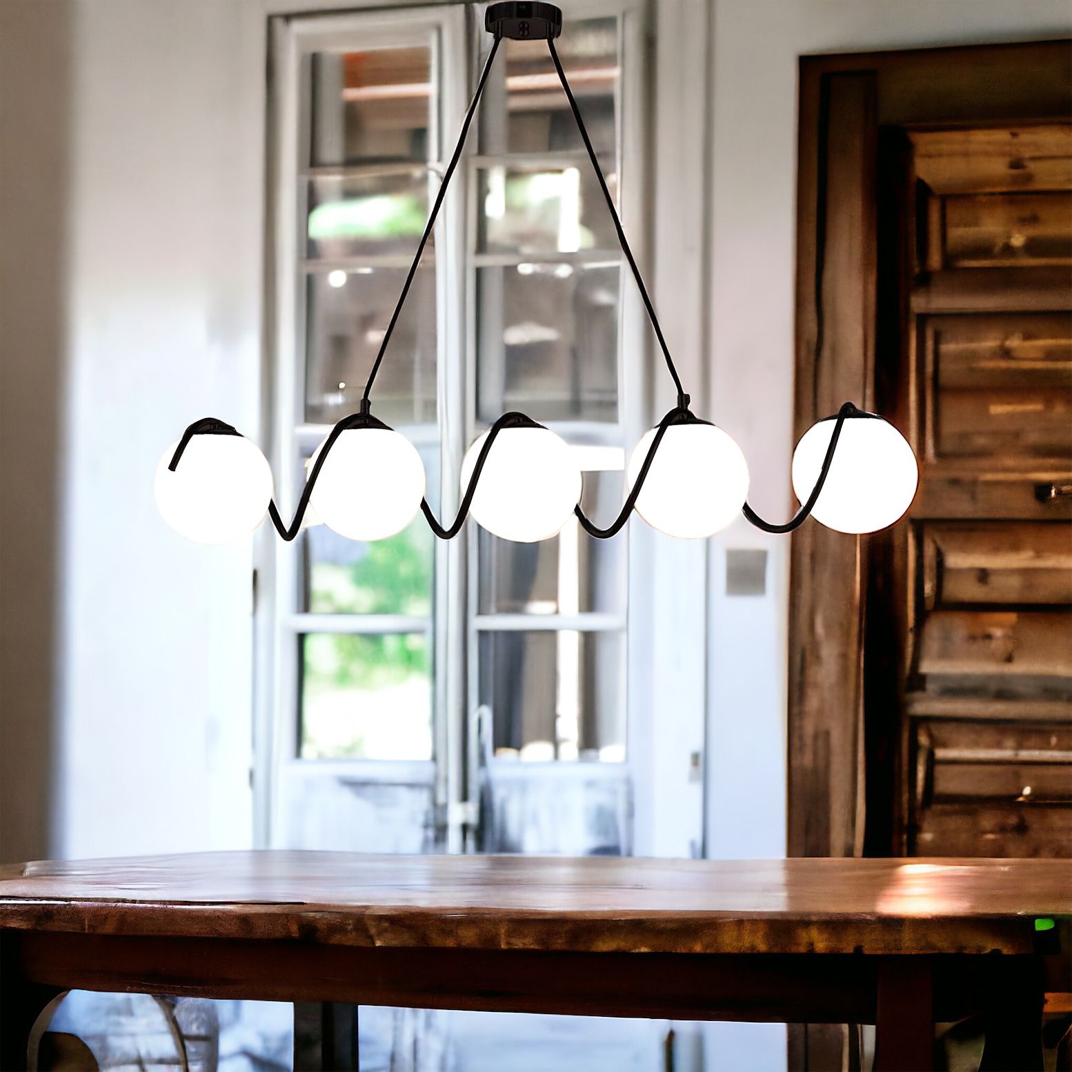 Lustra Abajur MAT BLACK Liniara 5xE27 Spiral