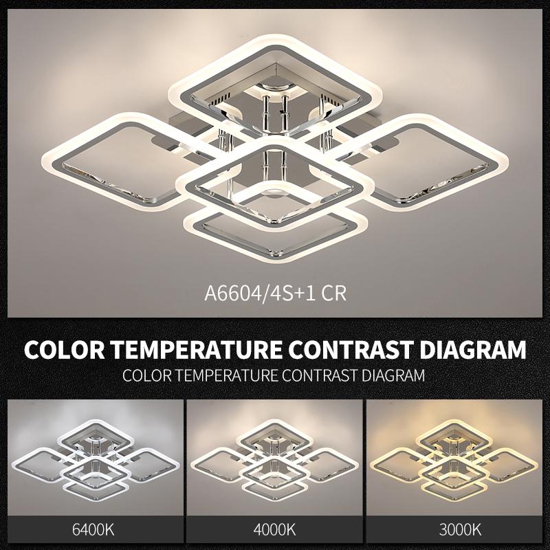 Lustra LED SQUARE 4+1 CHROME 45cm Telecomanda Echivalent 800W