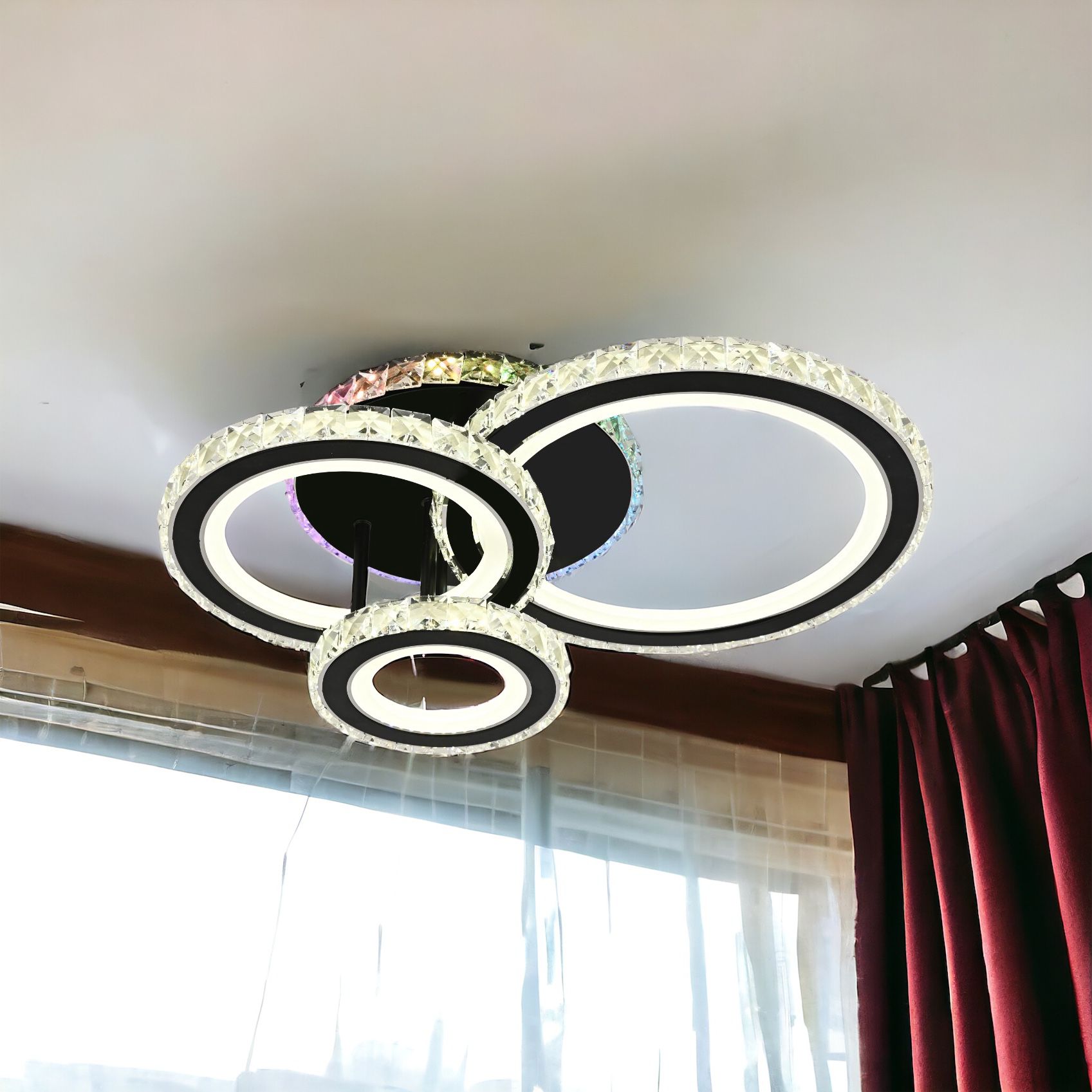 Lustra LED Cristal Ciryla Black RGB Echivalent 500W