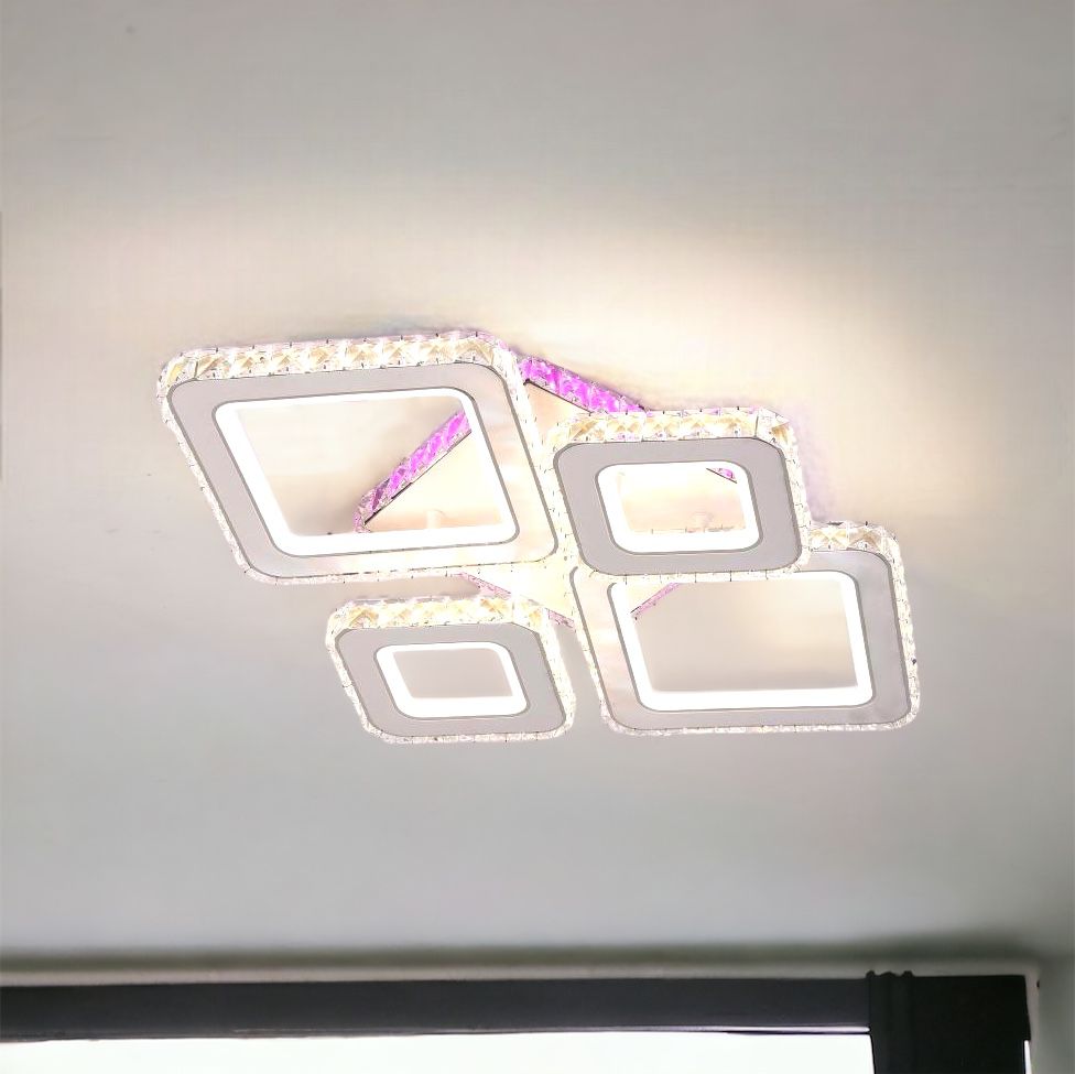 Lustra LED 2+2 DIAMOND RGB Alb Cristal Echivalent 400W