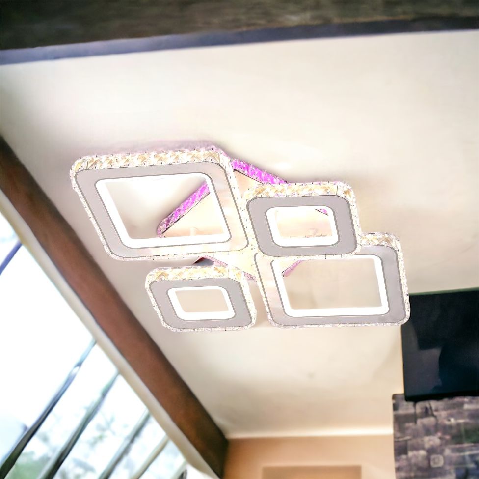 Lustra LED 2+2 DIAMOND RGB Alb Cristal Echivalent 400W