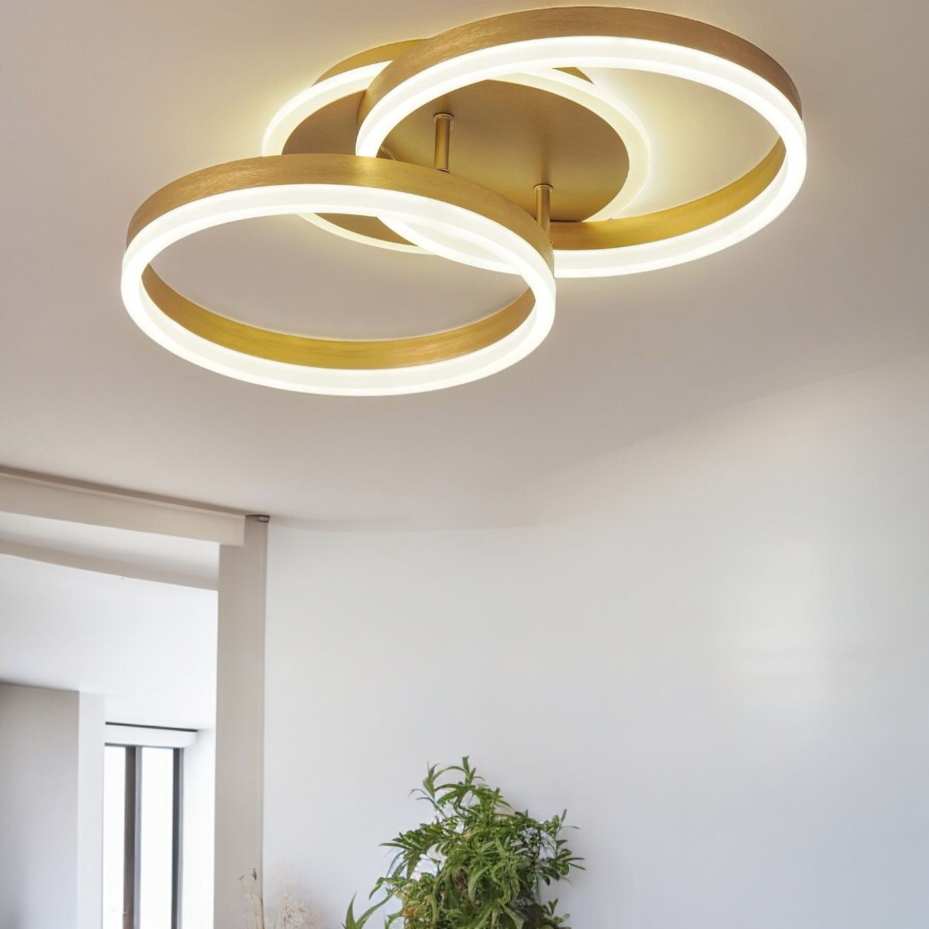 Lustra LED Beauty Gold 1+1 Circle Echivalent 400W Telecomanda