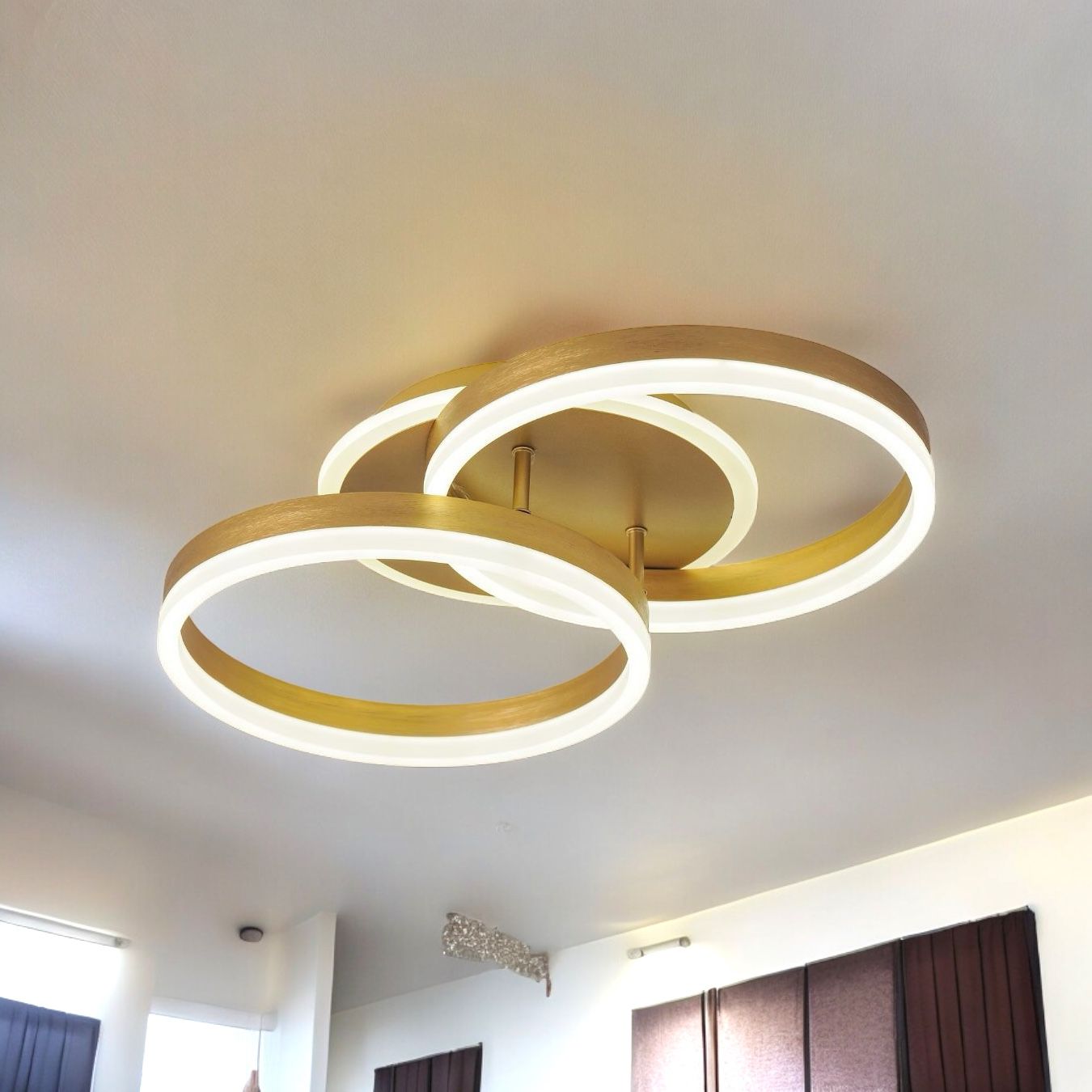 Lustra LED Beauty Gold 1+1 Circle Echivalent 400W Telecomanda