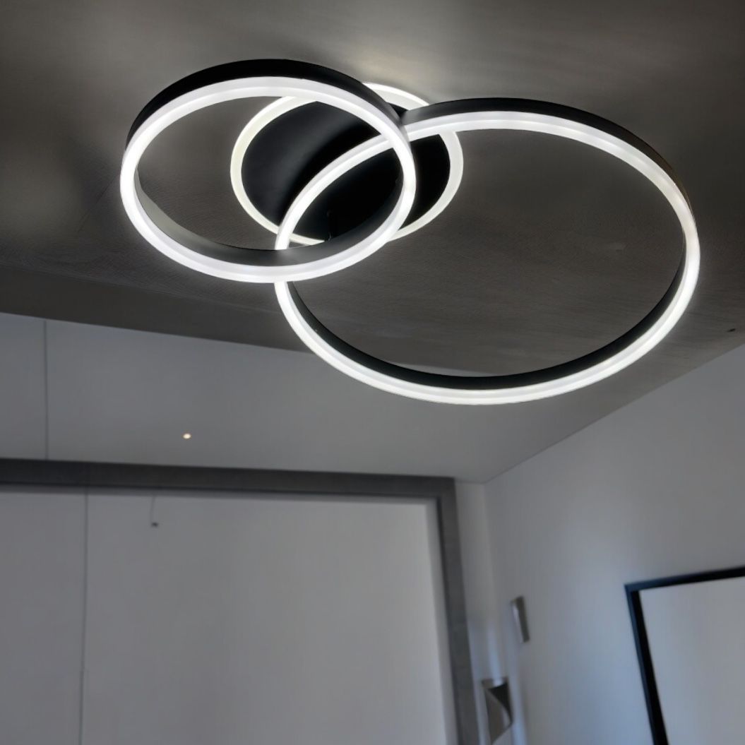 Lustra LED Beauty Black 2 BIG Circle Echivalent 600W Telecomanda