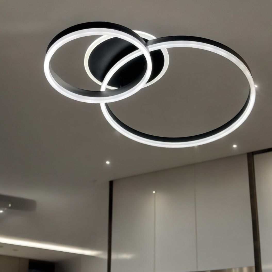 Lustra LED Beauty Black 2 BIG Circle Echivalent 600W Telecomanda