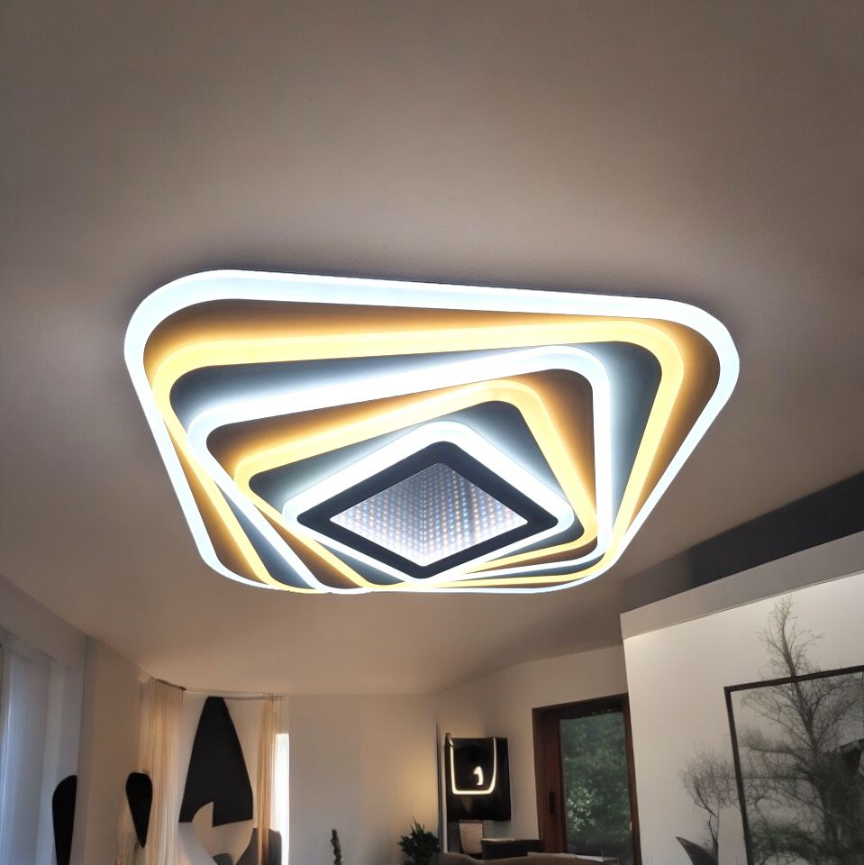 Lustra LED SQUARE 3D MIRROR Echivalent 800W Telecomanda