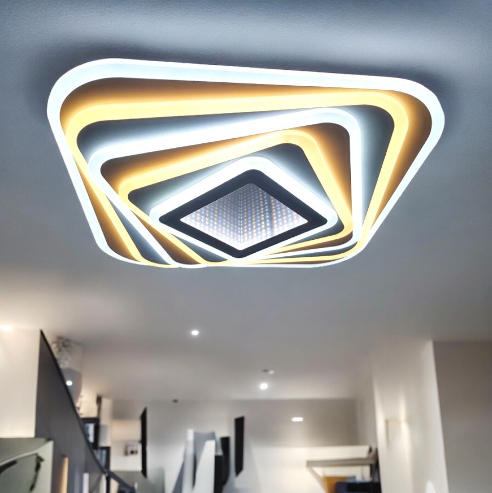 Lustra LED SQUARE 3D MIRROR Echivalent 800W Telecomanda