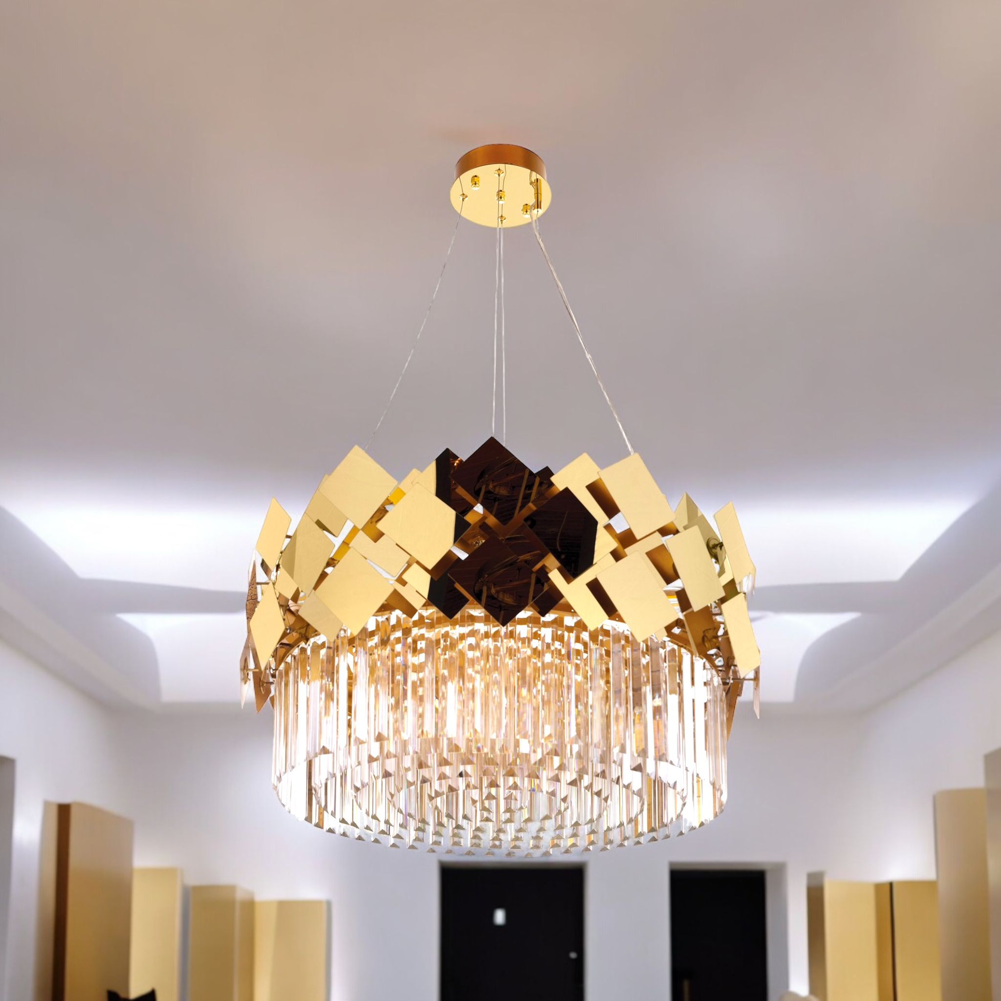 Candelabru Cristal Modern Troy Golden Chrome