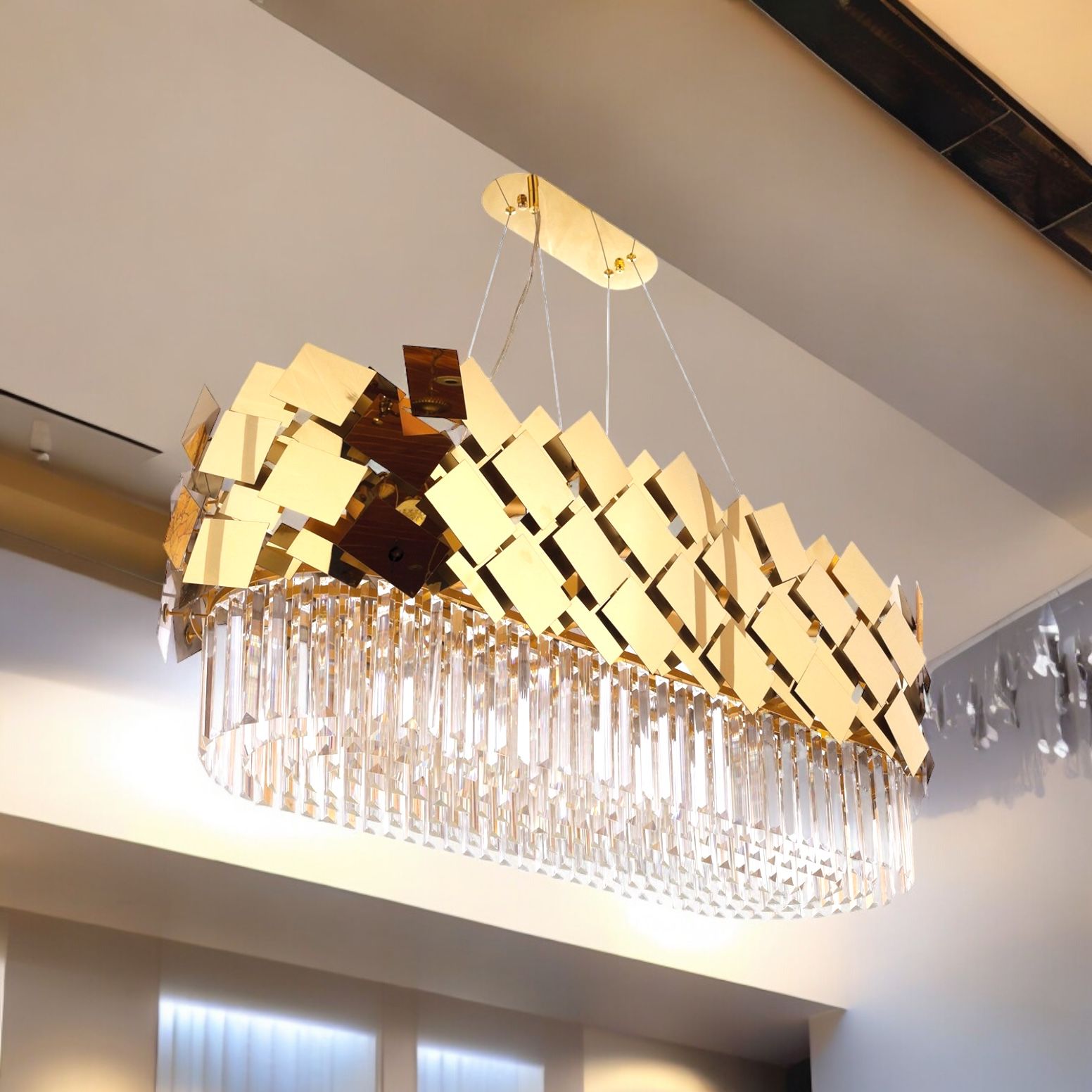 Candelabru Cristal Modern Troy 80x30cm Golden Chrome