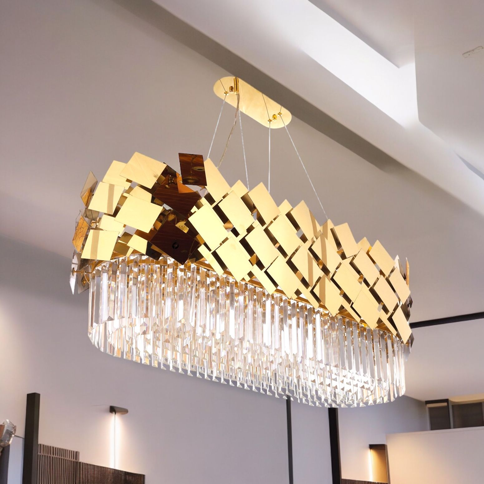 Candelabru Cristal Modern Troy 80x30cm Golden Chrome