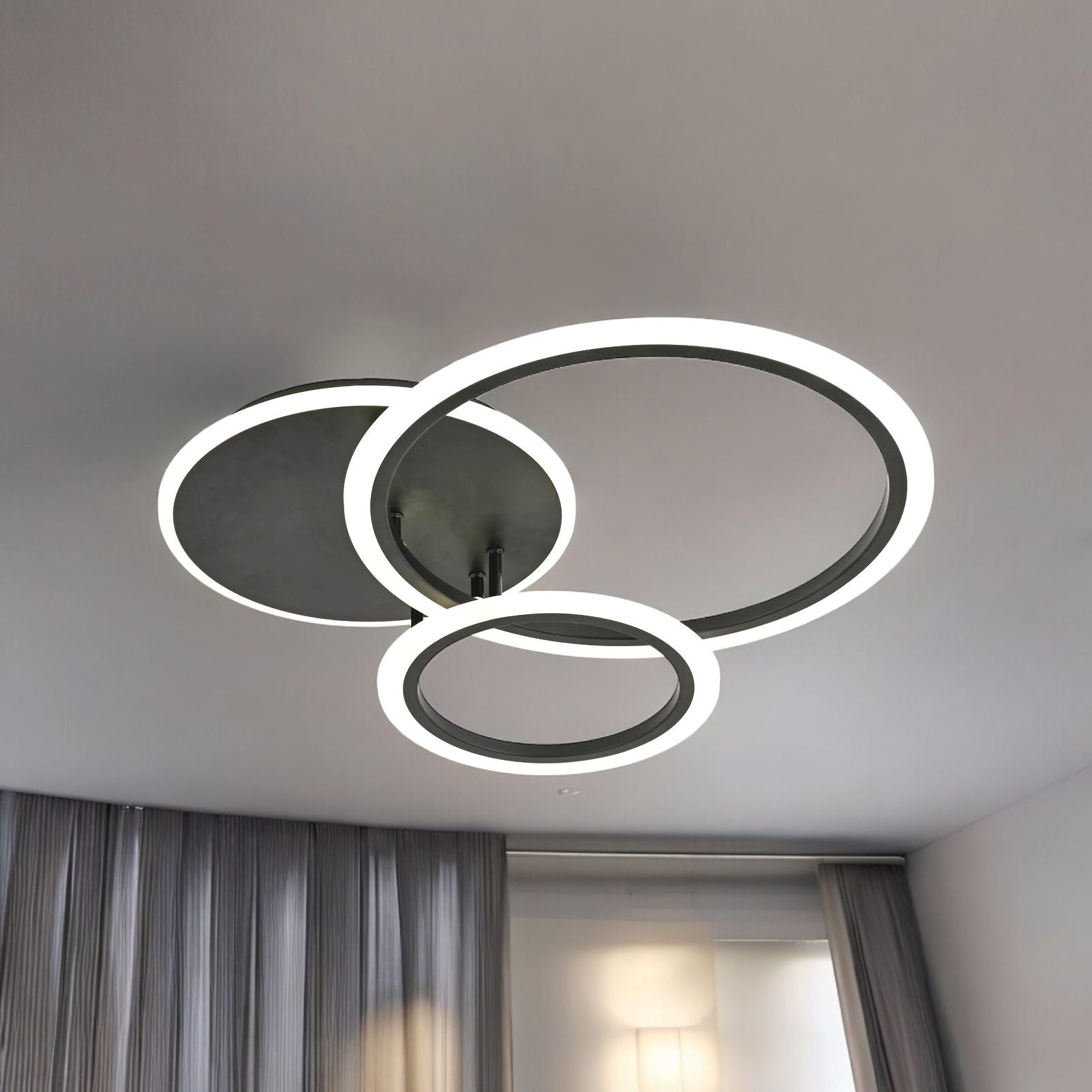 Lustra LED TWO BLACK CIRCLE Design Telecomanda Echivalent 400W