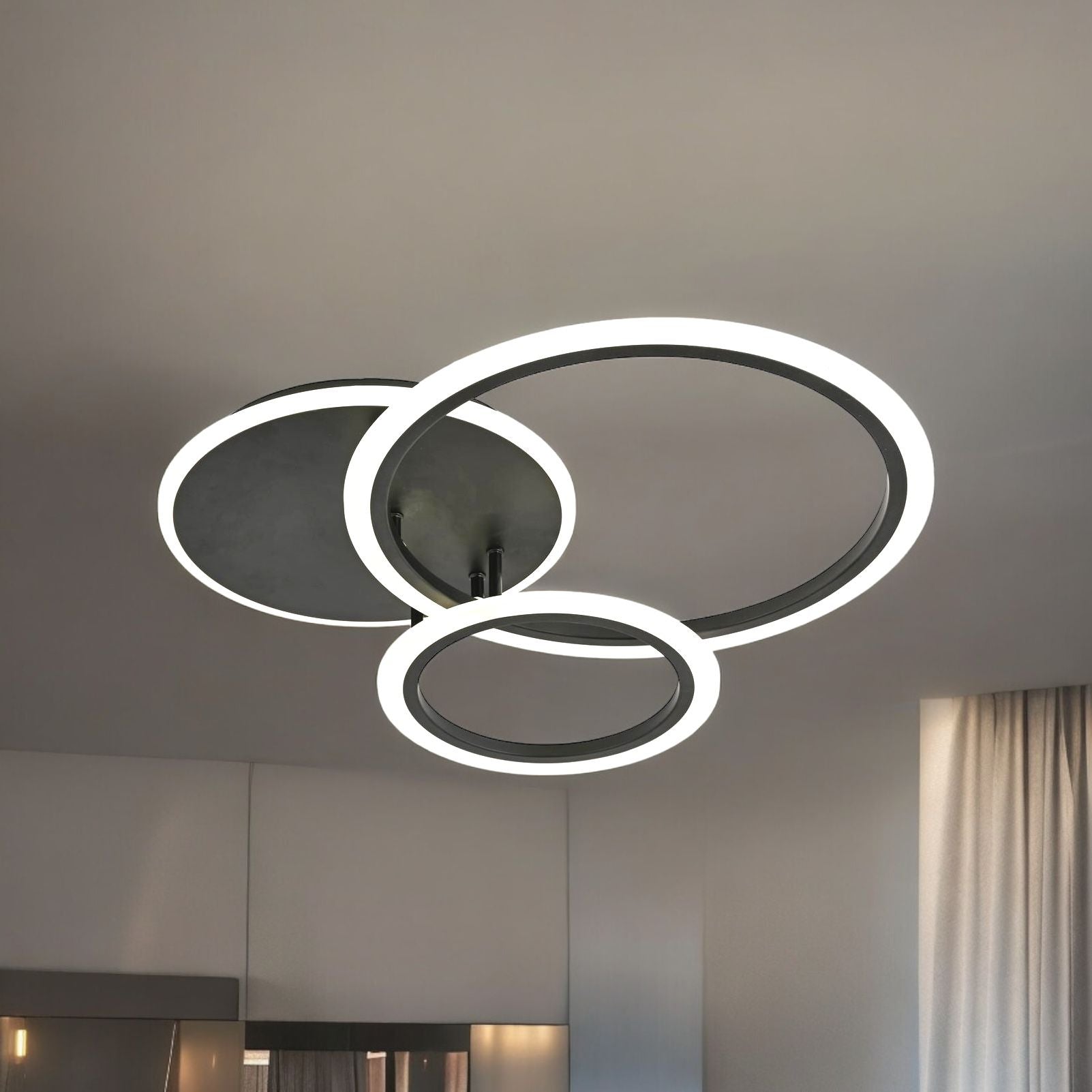 Lustra LED TWO BLACK CIRCLE Design Telecomanda Echivalent 400W