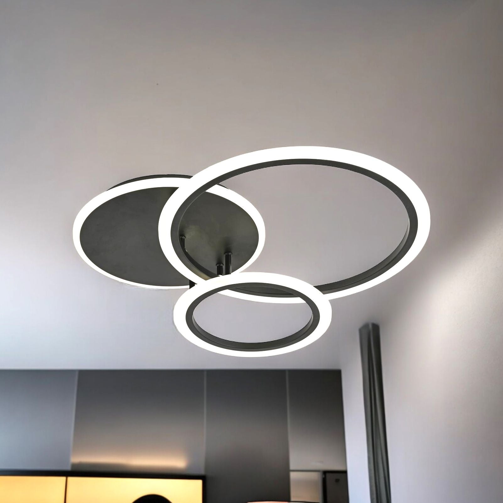 Lustra LED TWO BLACK CIRCLE Design Telecomanda Echivalent 400W