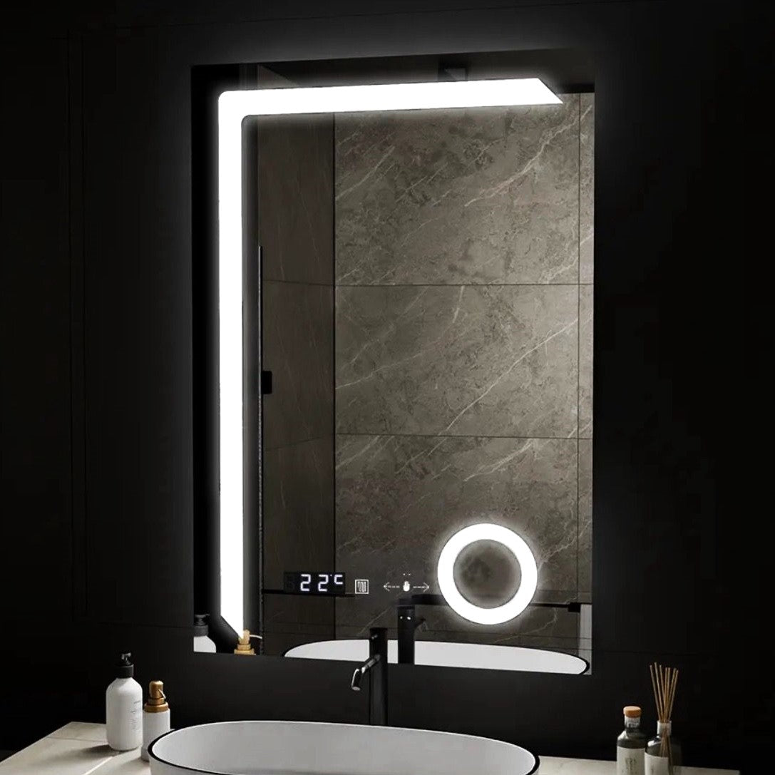 Oglinda LED 60x80cm, LUPA, SENZOR, 3 Lumini, Dezaburire si Ceas W07