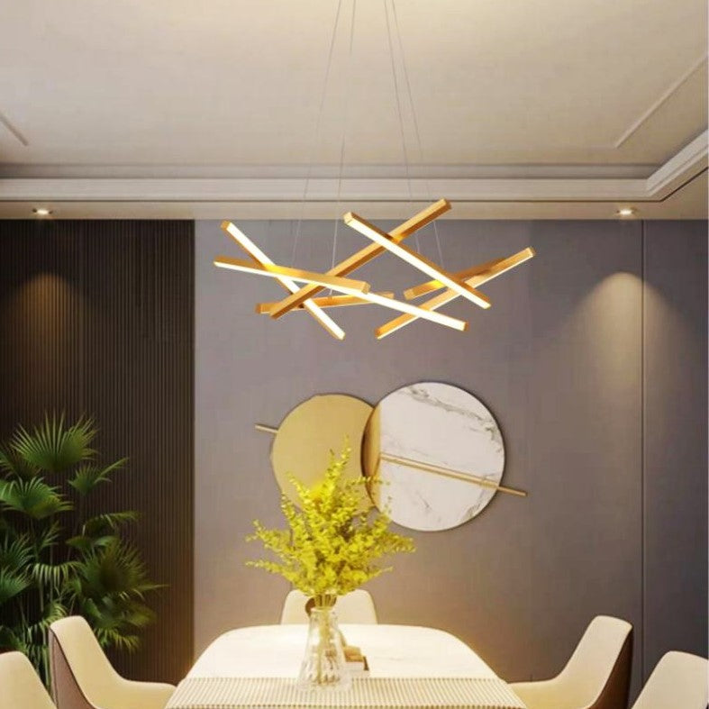 Lustra LED Suspendata LINNES Gold Telecomanda Echivalent 500W