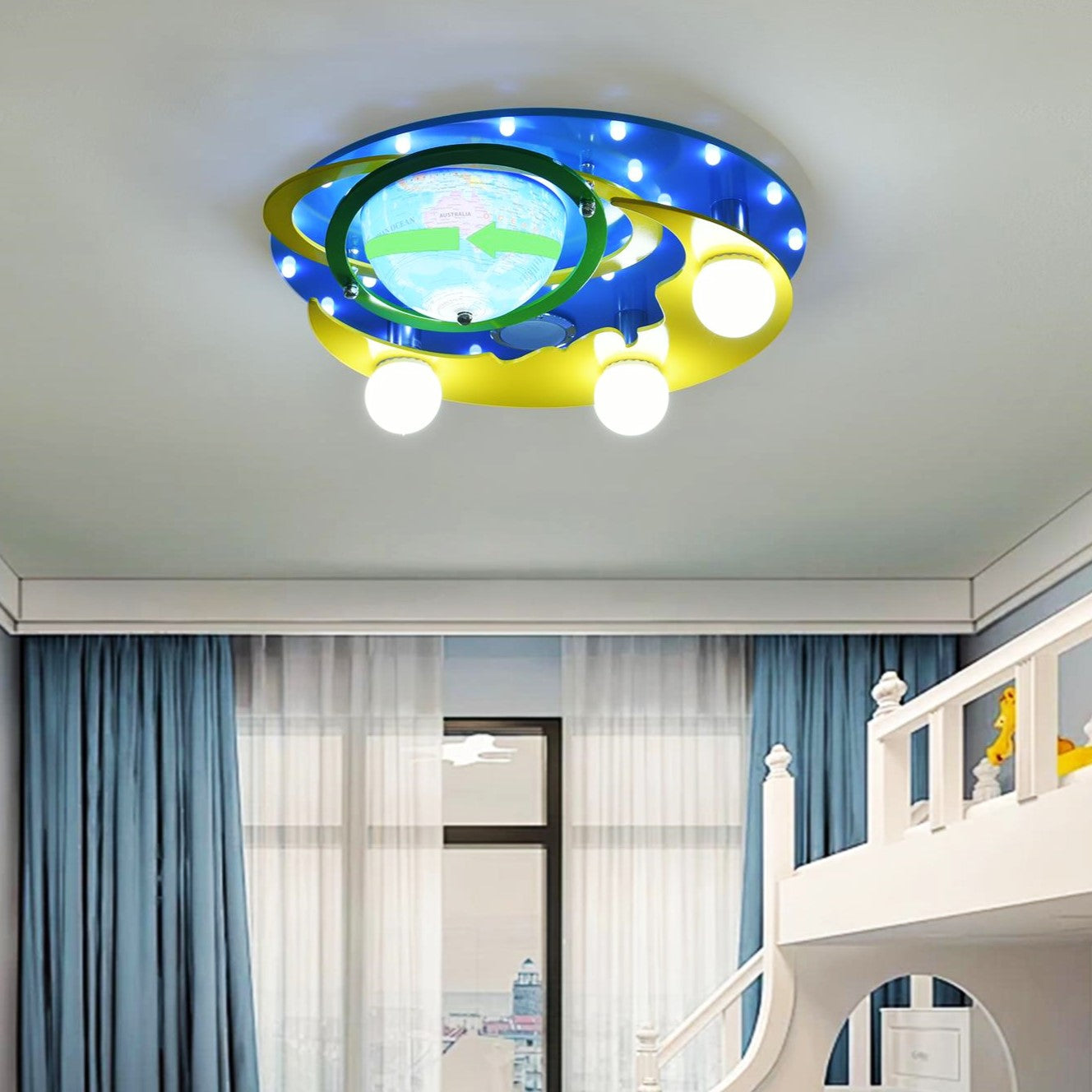 Lustra LED 50W EARTH Blue cu Boxa si Bluetooth