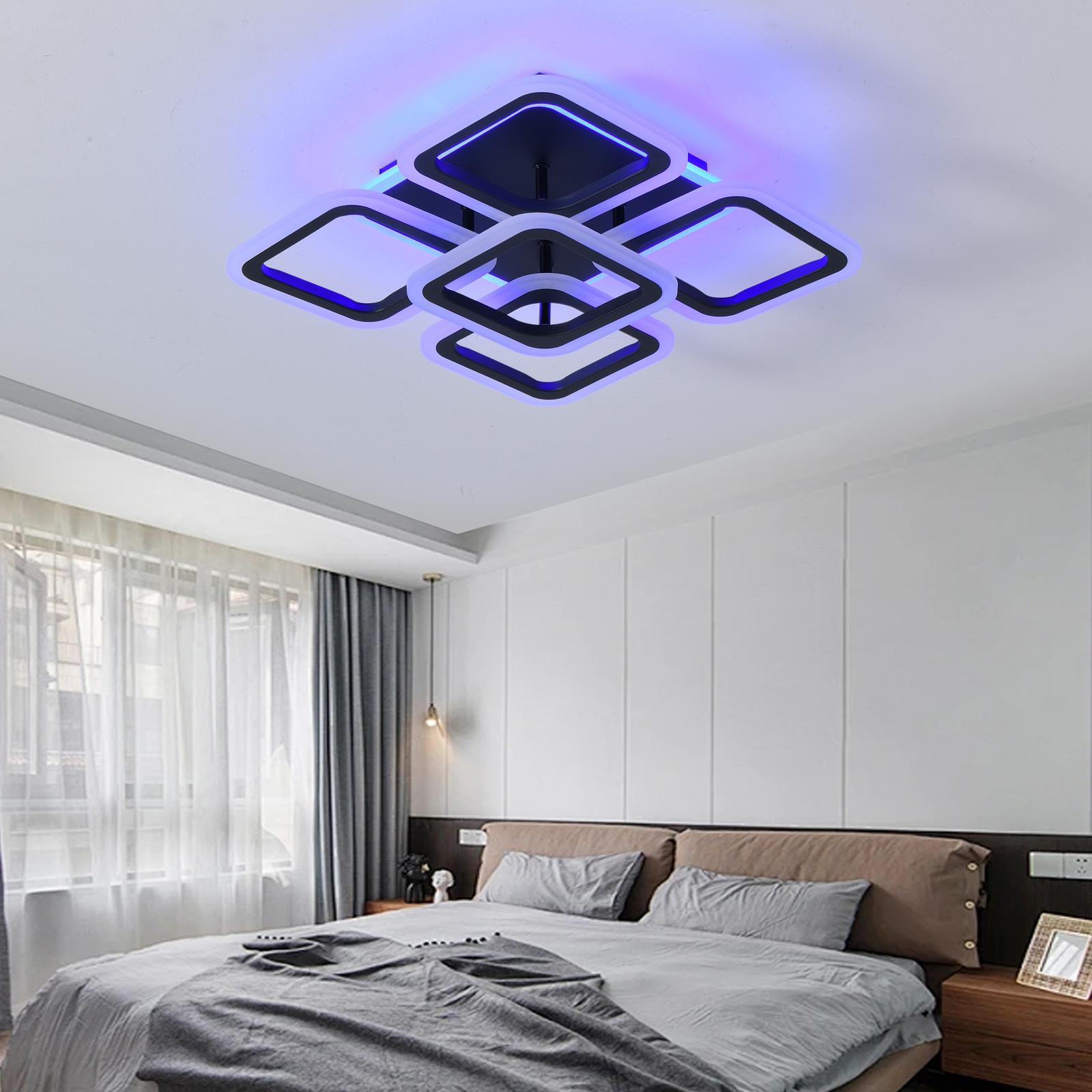 Lustra LED SQUARE Black 4+1 RGB Echivalent 400W Telecomanda