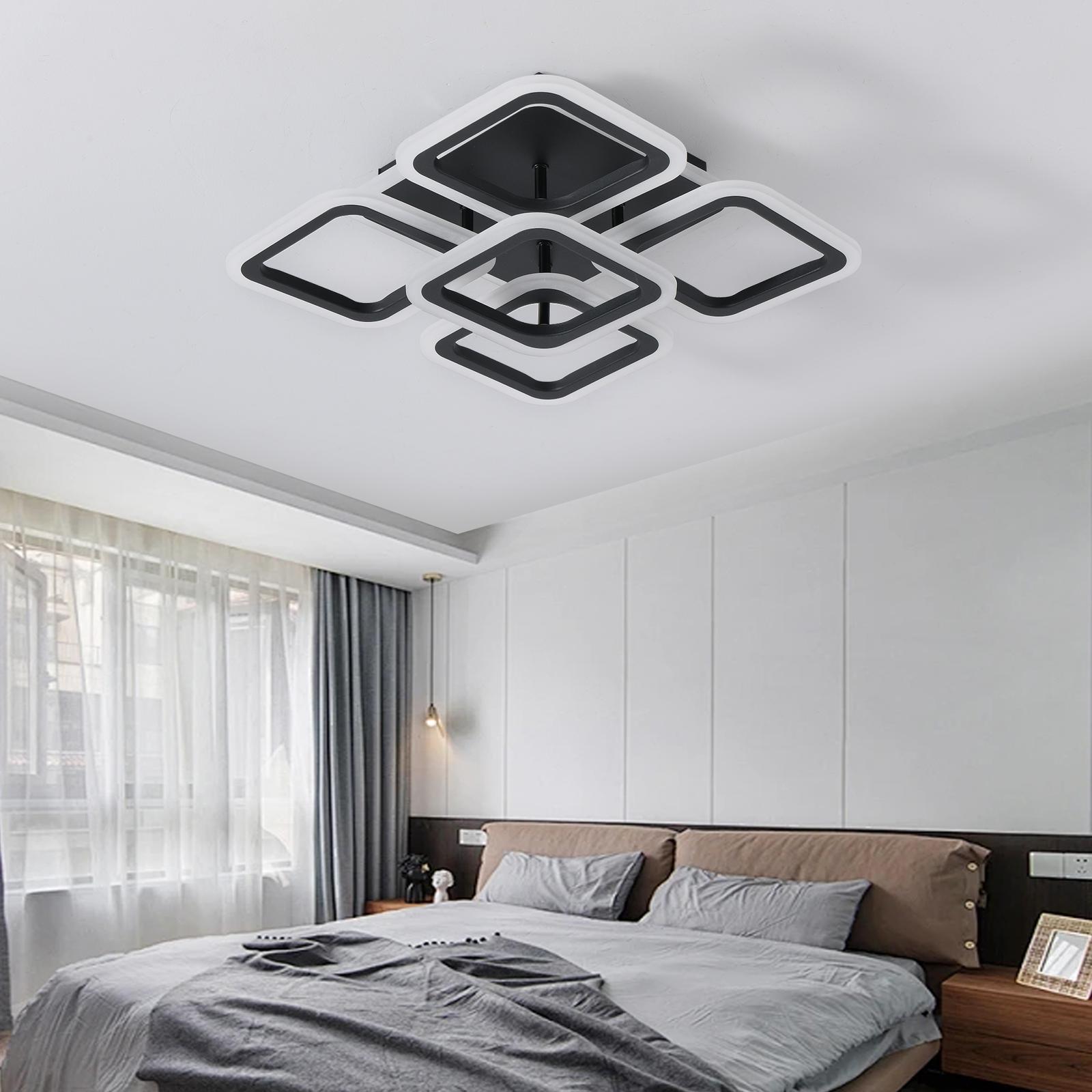 Lustra LED SQUARE Black 4+1 RGB Echivalent 400W Telecomanda