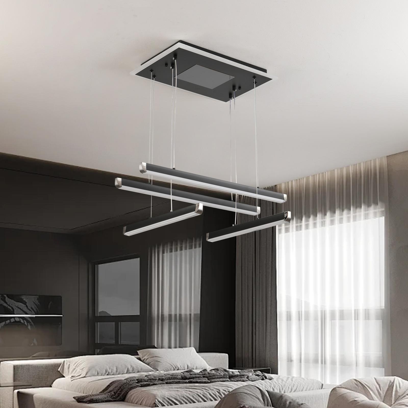 Lustra LED 4 LINES Black Suspendata Echivalent 500W Telecomanda