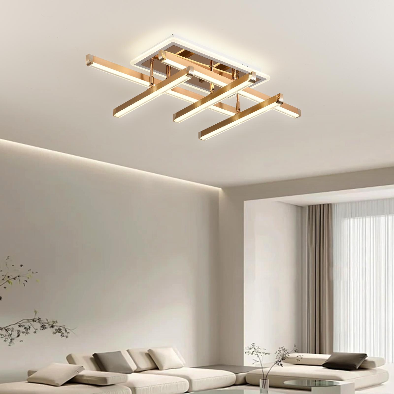 Lustra LED 5 LINES GOLD Reglabila Echivalent 600W Telecomanda