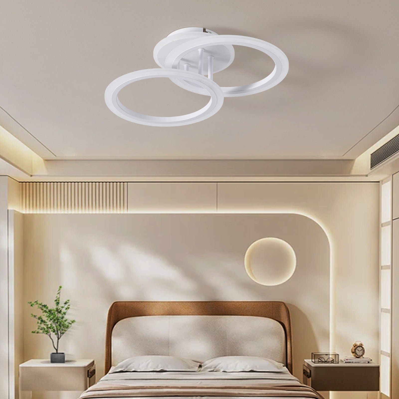 Lustra LED Doua Cercuri Albe RGB Echivalent 250W Telecomanda