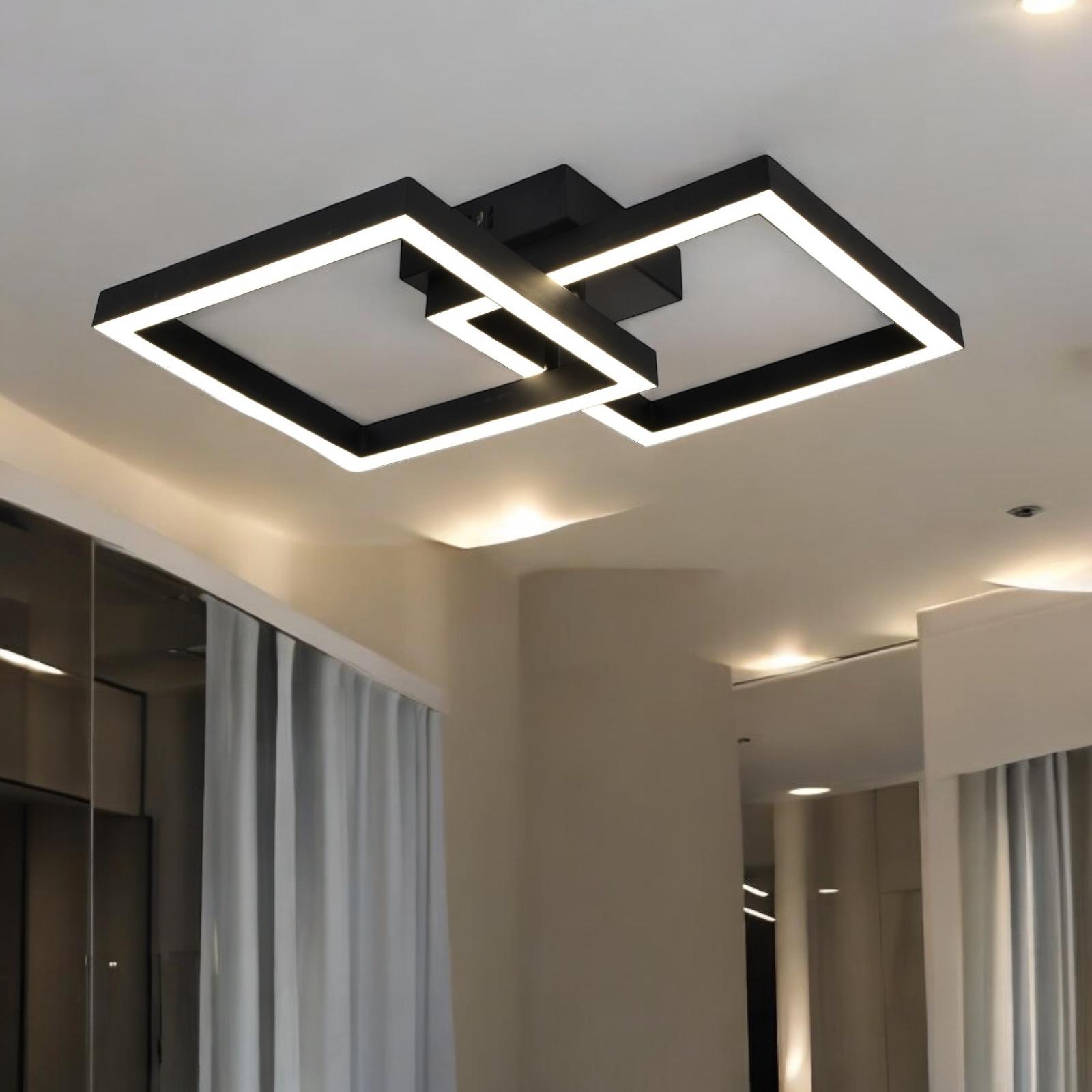 Lustra LED Modern Square Black 1+1 Echivalent 200W Telecomanda